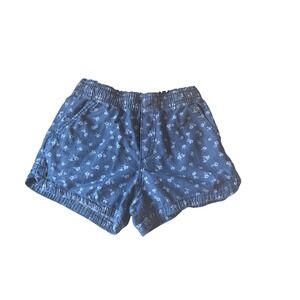 Gap Kids Girls Blue Floral Chambray Pull On Shorts Size L 10 12 Elastic Waist